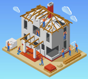 Progresión de las fases de construcción de una vivienda residencial en República Dominicana